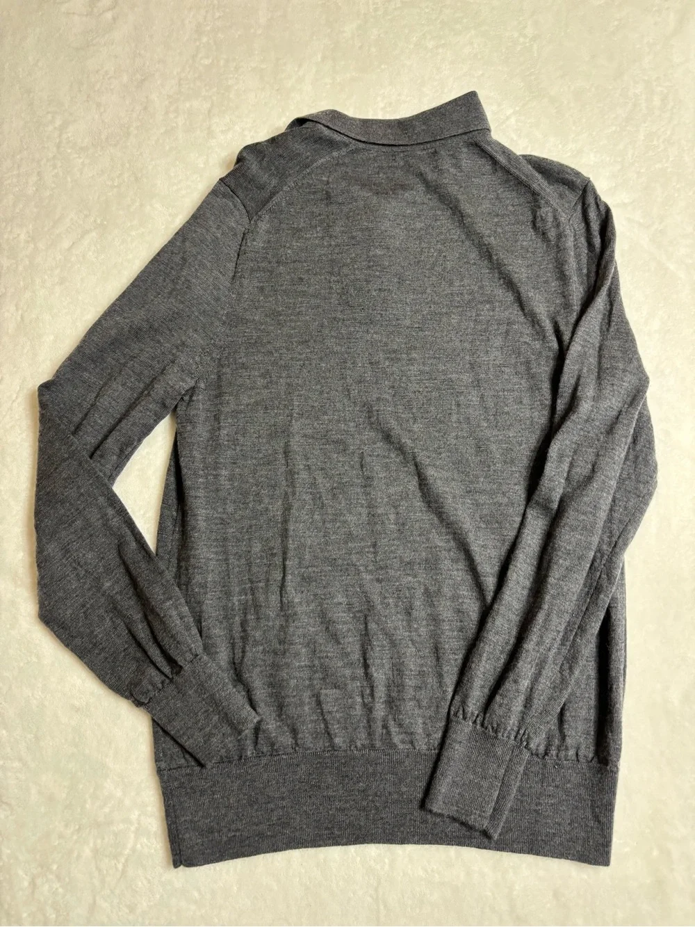 Brooks Brothers Men's Charcoal V-Neck Polo Merino Sweater